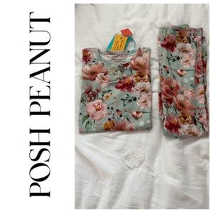 NWT Posh peanut girls size 8Y floral long sleeve pajama set.